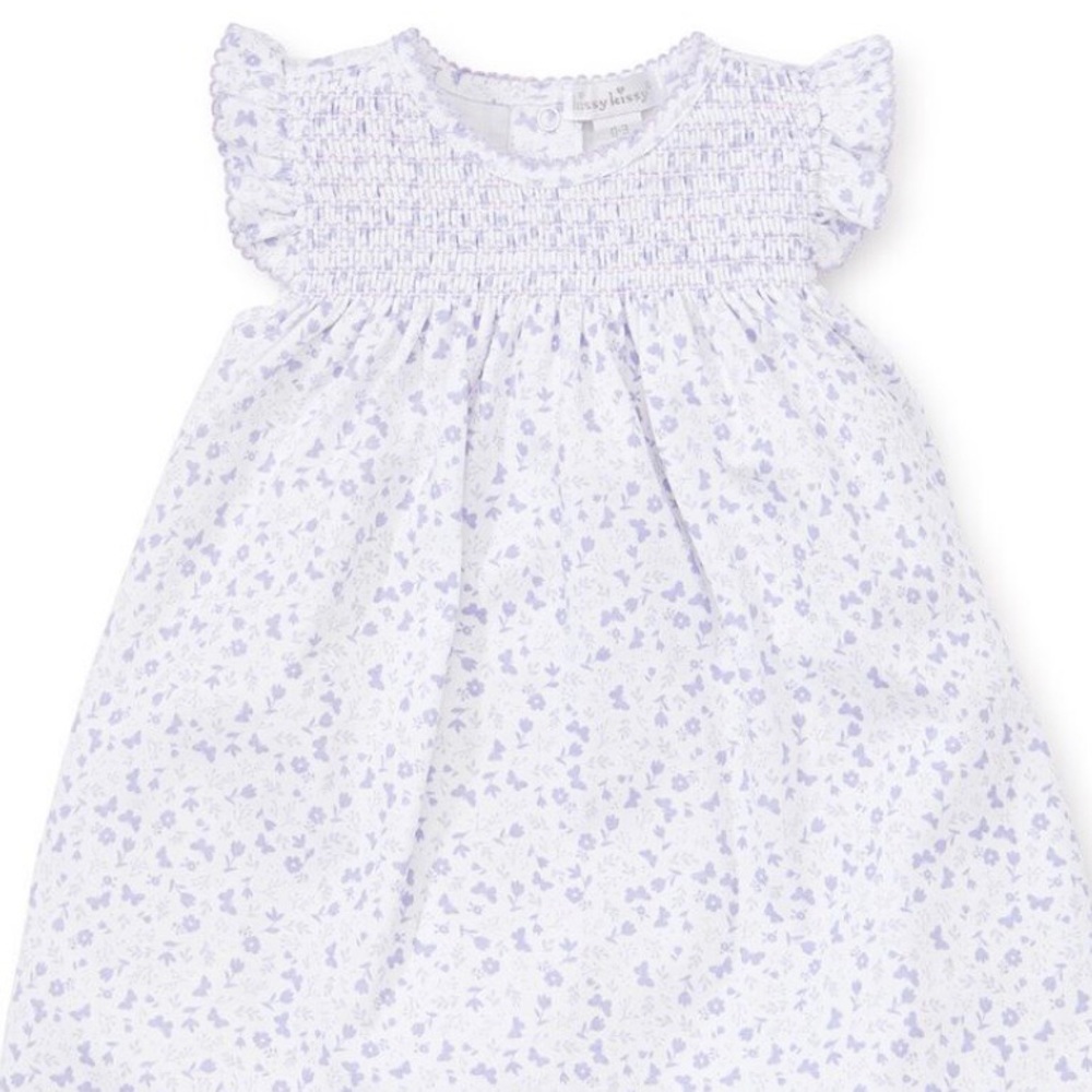 EUC Kissy Kissy Lilac Mini Blooms Smocked Sleeveless Dress - Size 3T
